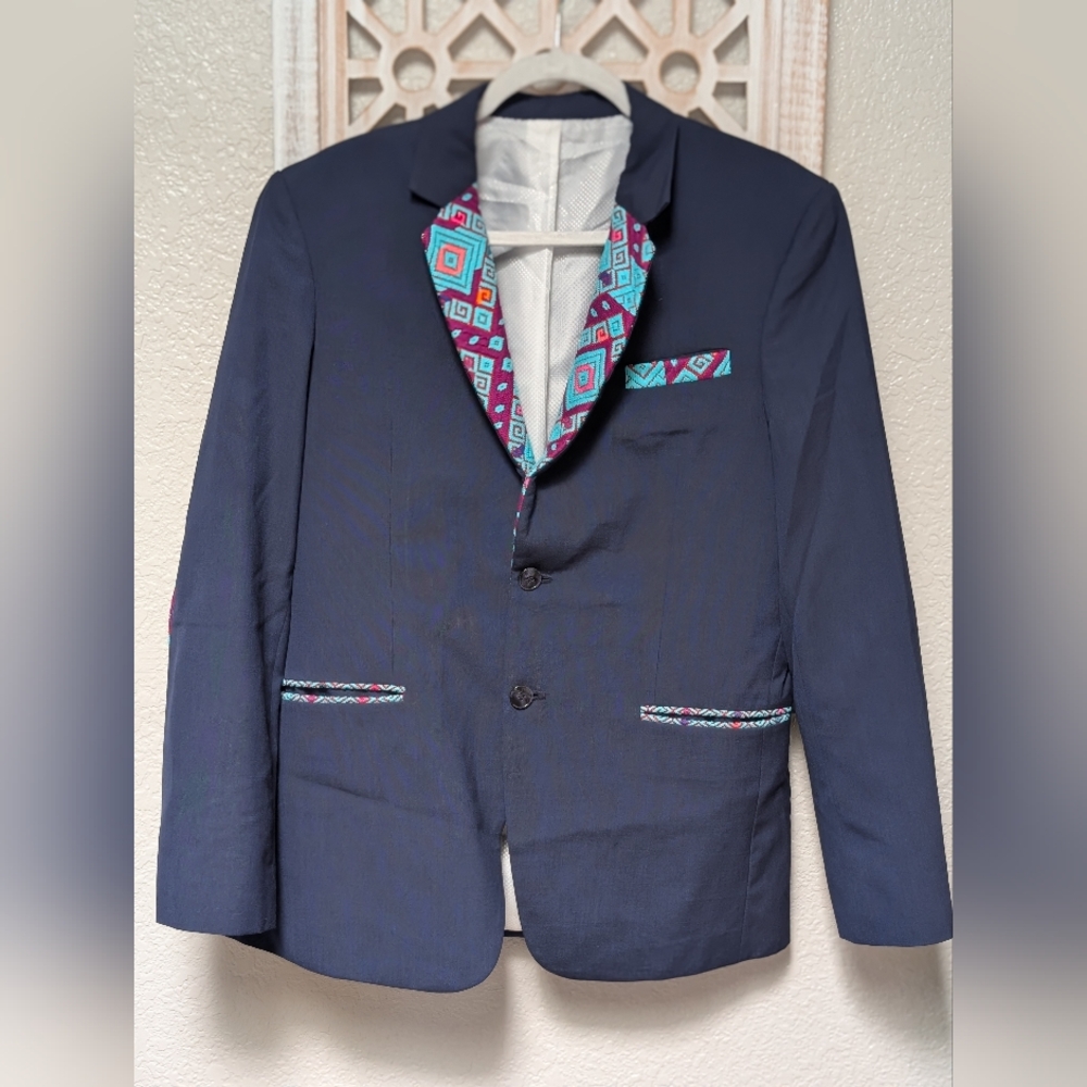Mens Southwest Native American Style Suit Jacket Embroidered All Over Size S/M
